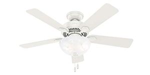 Hunter Fan Company, 50905, 44 inch Swanson Fresh White Ceiling Fan with LED Light Kit and Pull Chain