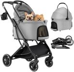 3-in-1 Pet Stroller for Medium Dog & 2 Small Dogs, Up to 50 Lbs Fold Grey