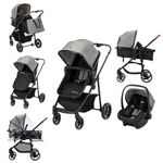 Bebeconfort Haze Trio Lux, Baby Stroller 3 in 1 with Car Seat (i-Size), 0-4 Years (max. 22 kg), 2-in-1 Seat Unit, Lie-Flat Position, Compact Fold, Lightweight Pushhair Travel System, Tinted Grey