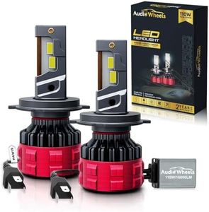 Audio Wheels H4 Car LED Headlight Bulbs 16000 Lumens Hi & Lo Beam Conversion Kit - 6000K Cool White, Easy Installation, Safe Night Driving Visibility, Halogen Replacement, 2-Year Warranty (Pack of 2)