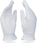 White Gloves Medium (10 Pair) - Cotton Gloves for Eczema, Cotton Gloves for Dry Hands, White Cotton Gloves for Women, Spa Glove, Lotion Glove, Sleeping Glove