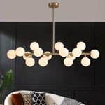 Harold Electricals Bellus Catulli Chandelier | Modern Dining Chandelier Light Fixture for Dining Table, Living Room, Kitchen Island & Café - Forested Glass (Bulb) 16 Bulb