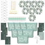 Cunno 48 Pcs Bridesmaid Proposal Gifts Wedding Maid of Honor Gifts Matron of Honor Gifts Bridal Shower Cosmetic Makeup Bags Scrunchies Hair Knotted Bracelets Invitation Card for Bridesmaid (Green)