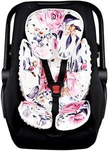 Baby Car Seat Head Support for Newborn,Pea Pod 2 in 1 Infant Car Seat Head Body Support for Girls Extra Soft Breathable Baby Car Seat Cushion Insert for Strollers, Swings, and Bouncers, Pink Floral