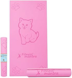 Fitness Mantra® Pro Kids Cat Design Yoga Mat with Carrying Strap for Children Workout [2 * 4 feet Size, Pink Color, Kitty Meow]