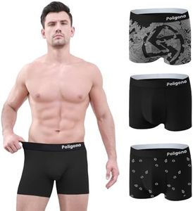 Poligono Boxer Uomo Cotone Set 3 Pack, Mutande Uomo Boxer Elasticizzato con Stampa, Biancheria Intima Traspiranti e Comodo, (Miscela B,M)