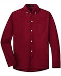 Spring&Gege Boys Long Sleeve Uniform Cotton Twill Button Down Shirt for Children Burgundy Size 13-14 Years