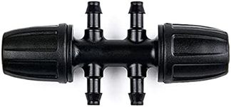 La Farah Drip Irrigation Fittings, (.520" ID x .650" OD) 1/2" to 1/4" Irrigation Parts Barbed Reducer Tee,Lock Reduced 6 Way T Connectors - 10 Pack