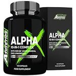 Alpha X Testosterone Supplements for Men - Testosterone Booster for Men 120 Capsules - 10 Powerful Ingredients & Vitamins Including KSM-66 Ashwagandha, Zinc, Maca Root Extract - Made in The UK