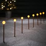 Lights4fun Set of 8 Warm White Battery Operated Bubble LED Stake Path Lights Garden Decoration for Outdoor Use 20cm