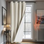 Deconovo Thermal Door Curtain 84 Inch Drop, Blackout Curtain with Thick Microfiber Lining, Eyelet Curtain, Multifunctional Double Layer Curtain for Doorways, 52x84 Inch(WxL), Light Beige, 1 Panel