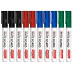 Soni Officemate Whiteboard Markers | Pack of 10 (Mix)| Black, Blue, Red & Green | 4.43 mm Bullet Tip | Non-Toxic | Smooth Writing | Easy Wipe