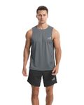 Men's Sleeveless Tank Top Running Gym Quick-Drying Vest Sports T-Shirt Gray L