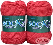 M.G ENTERPRISE Premium Socks high Strength Nylon Yarn Suitable for Socks, Accessories, and Home Decor. 200 gm Light Red || Suitable for Both Crocheting & Knitting. B S W KC