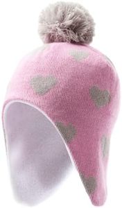 Tough Headwear Kids Winter Hat - Kids Beanies Boys & Girls, Ear Flaps Hat for Kids Small - Hearts