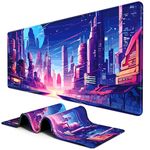 BOSOBO Large Mouse Pad, Desk Pad, XXL XL Extended Gaming Mouse Pad, Desk Mat for Office & Home, Long Keyboard Mat, Huge Mouse Pad, Desktop Full Cover 35.5 x 15.7 Inches, Anime Tokyo Cyberpunk