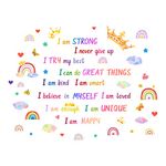 SUPERDANT Positive Affirmations Wall Stickers Girl Crown Wall Decal Colourful Inspirational Quotes Wall Sticker PVC Wall Decals Kids Inspirational Quotes Wall Art for Girl's Room