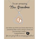 New Grandma Gift Grandma to be Baby Footprint Necklace First Time Grandma Gift Promoted to Grandma Announcement Gift Jewelry (Silver)