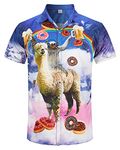 RAISEVERN Alpaca Sloths Mens Shirts 3D Printed Hawaiian Funny Beer Funky Stag Bright Ugly Holiday Bad Taste Crazy Shirt Rave Awful Gifts, L