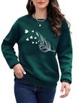 KASHIAN Women's Cotton Blend Round Neck Regular Fit Sweatshirt (Pullover) Dark Green