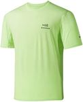 BASSDASH Men’s UPF 50+ Sun Protection Fishing Shirt Short Sleeve UV T-Shirt, Apple Green/Dark Grey Logo, Large