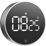 VOCOO Digital Kitchen Timer: Magnetic Countdown Countup Egg Timer with Large LED Display Adjustable Volume and Brightness, Easy to Use for Kids Elderly, Perfect for Classroom Home Work (space grey)