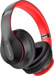 Wireless Bluetooth Headphones Over Ear 65H Playtime HiFi Stereo Headset with Microphone and 6EQ Modes Foldable Bluetooth V5.3 Headphones for Travel Computer Laptop(Black Red)