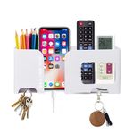 WALLVIEW TECH Wall Mount Mobile Holder | Plastic Storage Case for Ac/Tv Remotes | Multi-Purpose Wall Phone Stand for Charging | Remote Wall Organiser | Smart Stand Wall Gadget (White)