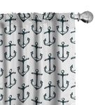 Ambesonne Nautical Window Curtains Pack of 2, Marine Themed Oceanic Sailing Element Travel Ship Yacht Safety, Lightweight Set with Rod Pocket, 4 Panels of - 28" x 84",Petrol Blue