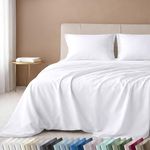 California Design Den - Luxury Full/Double Size Sheet Set - 100% Cotton, 600 Thread Count Deep Pocket Double Size Bed Sheets, Hotel-Quality Cooling Sheets with Sateen Weave - Bright White