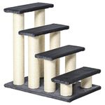 PawHut 4 Tier Pet Stairs Dog Cat 4 Steps Kitty Scatching Post Cat Scratch Furniture Dark Grey