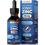 Ionic Zinc Liquid Drops | High Strength 15mg Zinc Supplement from Zinc Sulphate | 900mg Per Bottle - 60ml Liquid Drops | Suitable for Vegetarians & Vegans | by Horbaach