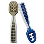 NumNum Baby Spoons Set, Pre-Spoon GOOtensils for Kids Aged 6+ Months - First Stage, Led Weaning (BLW) Teething - Self Feeding, Silicone Toddler Food Utensils - 2 Spoons, Olive/Newbury Navy