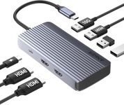 Anker 7-in-1 USB C Hub, Dual Monitor Multiport Adapter, Dual HDMI Display, 100W Power Delivery, 10Gbps Data Transfers, USB Ports for MacBook Air/Pro, Dell XPS, iPad Pro, and More
