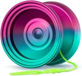 MAGICYOYO V8 Responsive Yoyo for Kids & Adults – Metal Yoyo Professional Trick Yoyo for Beginner, Easy Return for String Yo-yo Tricks, Includes 6 Yoyo Strings & Yo Yo Glove (Green Pink Gradient)