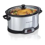 Hamilton Beach Programmable Countdown 8 Quart Slow Cooker, Chrome/Black,33480