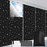 FADOTY 100% Blackout Curtains for Bedroom 118" x 57" Portable Blackout Shades Film No Drilling Travel Blackout Blinds Sun Light Blocker Window Cover Black Out Curtains for Nursery Dorm Room, Star