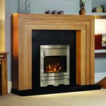 Electric Oak Wood Surround Black Hearth & Back Silver Coal Fire Modern LED Fireplace Suite - 54"