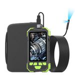 ILIHOME Dual Lens Endoscope, 7.9mm IP67 Waterproof Borescope with Light, 1080P Digital Inspection Camera, Sewer Camera with 4.3" IPS Screen,8 LED Lights,16.5FT Semi-Rigid Cable