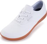 WHITIN Men's Wide Canvas Barefoot Sneakers | Zero Drop Sole | Minimalist Footwear, W87 | White Gum, 12.5 Wide