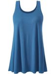 Vislivin Tank Tops for Women Built in Bra Vest Top Pleated Loose Fit Bra Camisole Casual Flowy S-XXXXL Blue-M