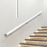 Wooden Staircase Handrail, Safe Indoor Outdoor Wall Mounted Stairs Handrail, White Round Solid Wood Armrest with Stainless Steel Bracket, Suitable for Home Hospital School Barrier Free Handrails(Size: