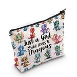 LEVLO Funny Dragon Cosmetic Make up Bag Animal Lover Gift Just A Girl Who Loves Dragons Makeup Zipper Pouch Bag Dragons Lover Gift For Women Girls, Dragons, Make Up Bag