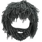 LerBen Men Women Knit Bearded Hats Handmade Wig Winter Warm Ski Mask Beanie (Gray)