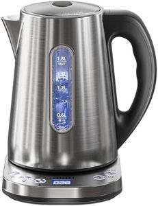 AUSELECT Electric Kettle, 1.8L Stainless Steel Kettle for Coffee & Tea, 2200W Hot Water Boiler Temperature Control, Boiling Water Kettle & Heater with Auto Shut-Off, Easy Clean, Boil-Dry Protection