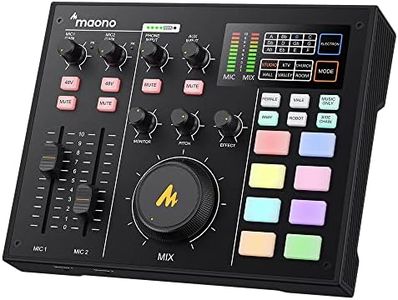 Audio Interface with DJ Mixer and Sound Card, Maonocaster Portable ALL-IN-ONE Podcast Production Studio with XLR Condenser Microphone for Guitar, Live Streaming, PC, Recording, and Gaming (AM100 K0)