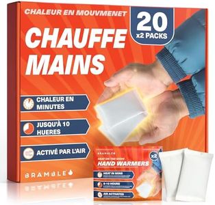 BRAMBLE 40 Pièces Chauffe Mains de Poche Naturels - Chaufferette Main Jetable - Outdoor, Randonnée, Ski, Cyclisme - Dure 8 Heures