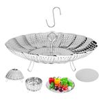 IQworks Steamer Basket, Stainless Steel Folding Steamer Basket (6 to 10.3 inches), 3rd Generation, Steamer for Cooking, Vegetable Steamer, Steamer Basket for Pot, Expandable to Fit Various Sizes