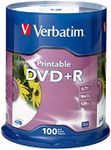 Verbatim DVD+R 4.7GB 16X White Inkjet Printable - 100pk Spindle