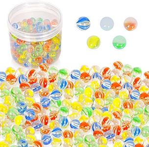 ShellKingdom 200 Count Bulk Assorted Colors Glass Marbles, Colorful Cat Eyes 9/16 Inch Round Marbles Toy for Kids for Aquarium/Game/Vase/Fish/Plant Decor